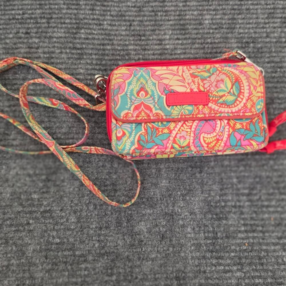 Vera Bradley Women's Multicolor Pretty in Paisley All-In-One Crossbody Wallet - Picture 2 of 10